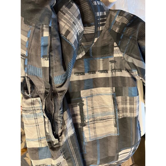 Tony, Hawk jacket medium plaid blue black hooded full-zip-pocket-under arm - Picture 16 of 16